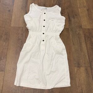 Vintage 90s Ideas Button‎ Front Dress Women Large White